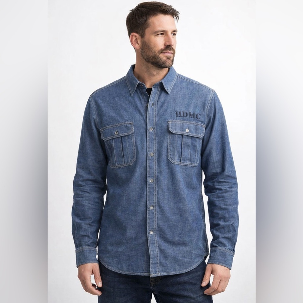 Harley-Davidson HDMC Denim Button-Down Shirt – Men’s XL